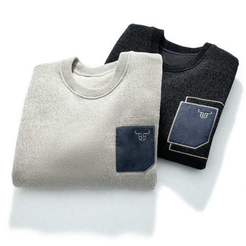 天鵞絨!抗起球雪尼爾!撞色貼布刺綉!秋冬男士加絨針織毛衣 天鵞絨!抗起球雪尼爾!撞色貼布刺綉!秋冬男士加絨針織毛衣