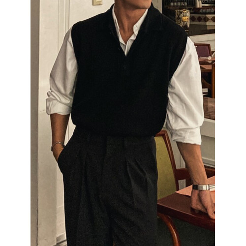 Primas 老錢風針織馬甲男士秋冬季美式復古棕色重磅毛衣背心曡穿 Primas 老錢風針織馬甲男士秋冬季美式復古棕色重磅毛衣背心曡穿