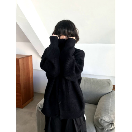 一碗士多復古高領毛衣男日系復古美式情侶寬鬆針織開衫秋冬外穿潮