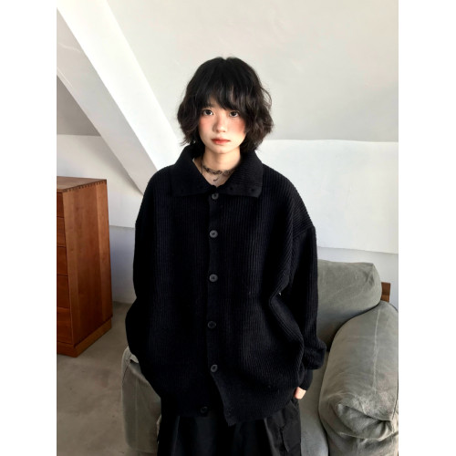 一碗士多復古高領毛衣男日系復古美式情侶寬鬆針織開衫秋冬外穿潮