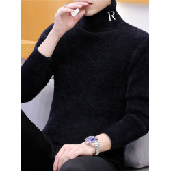 水貂絨高領毛衣男士打底衫2025秋冬季加絨厚款青少年絨毛衫男潮流