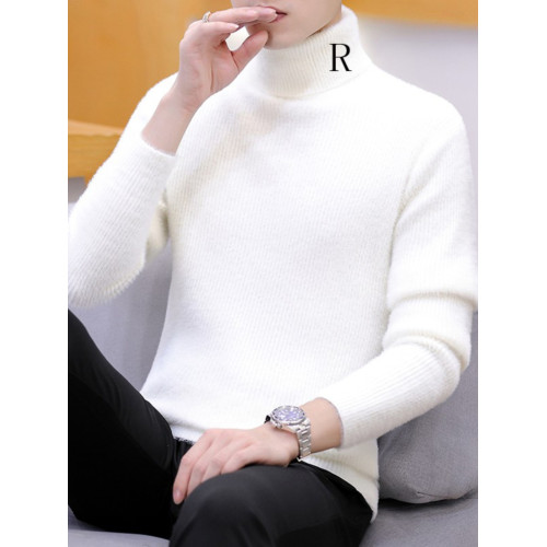 水貂絨高領毛衣男士打底衫2025秋冬季加絨厚款青少年絨毛衫男潮流 水貂絨高領毛衣男士打底衫2025秋冬季加絨厚款青少年絨毛衫男潮流