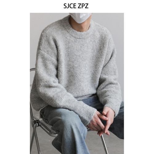 ZPZ韓國寬松圓領針織羊毛衫男秋冬季上衣潮牌INS加厚長袖套頭毛衣 ZPZ韓國寬松圓領針織羊毛衫男秋冬季上衣潮牌INS加厚長袖套頭毛衣