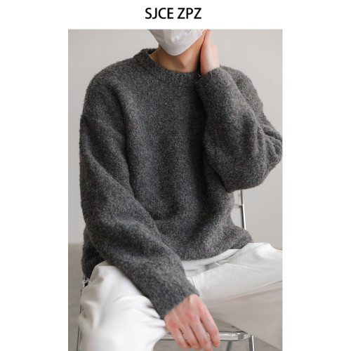 ZPZ韓國寬松圓領針織羊毛衫男秋冬季上衣潮牌INS加厚長袖套頭毛衣 ZPZ韓國寬松圓領針織羊毛衫男秋冬季上衣潮牌INS加厚長袖套頭毛衣