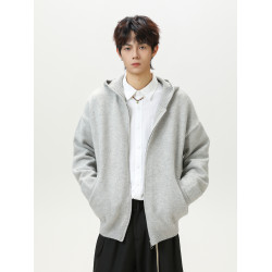 悟空有貨復古慵懶風拉鍊開衫毛衣男女秋季寬松情侶休閒針織衫外套