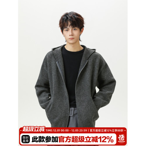 悟空有貨復古慵懶風拉鍊開衫毛衣男女秋季寬松情侶休閒針織衫外套