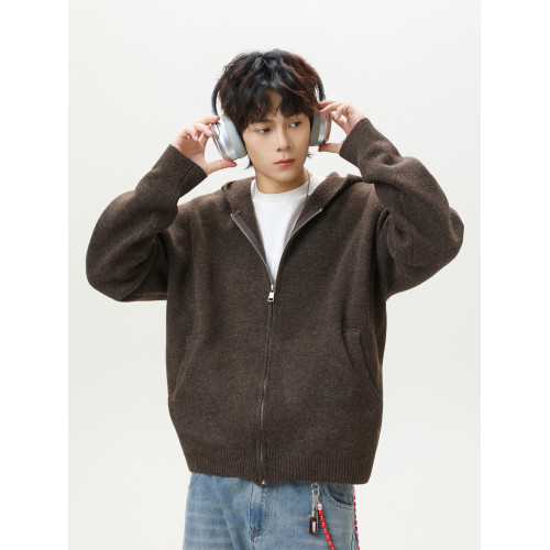 悟空有貨復古慵懶風拉鍊開衫毛衣男女秋季寬松情侶休閒針織衫外套