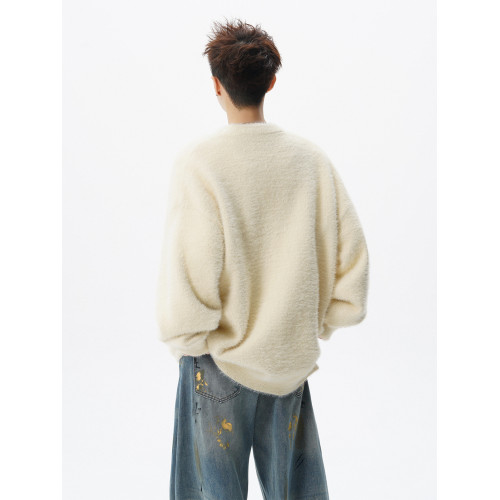 美式卡通小狗套頭毛衣男冬季馬海毛圓領針織衫慵懶感休閒情侶內搭 美式卡通小狗套頭毛衣男冬季馬海毛圓領針織衫慵懶感休閒情侶內搭