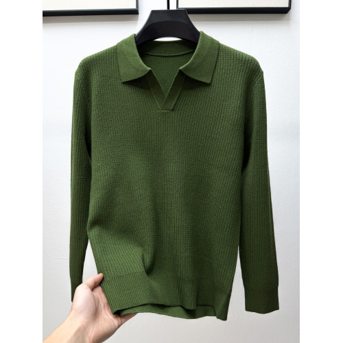 高級男士秋冬款翻領毛衣時尚休閒純色V領針織打底衫純色T恤上衣潮 高級男士秋冬款翻領毛衣時尚休閒純色V領針織打底衫純色T恤上衣潮