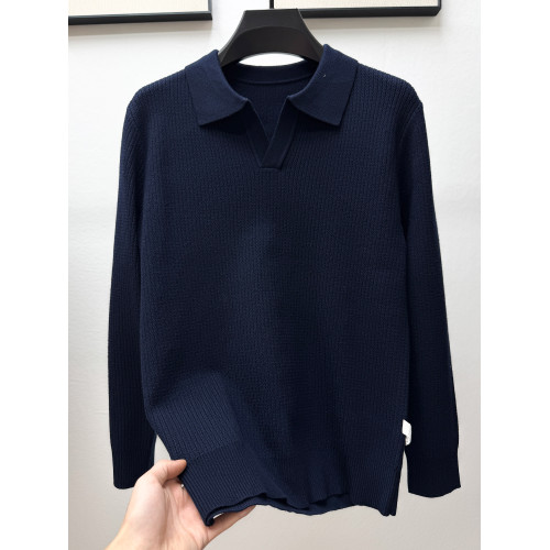 高級男士秋冬款翻領毛衣時尚休閒純色V領針織打底衫純色T恤上衣潮 高級男士秋冬款翻領毛衣時尚休閒純色V領針織打底衫純色T恤上衣潮