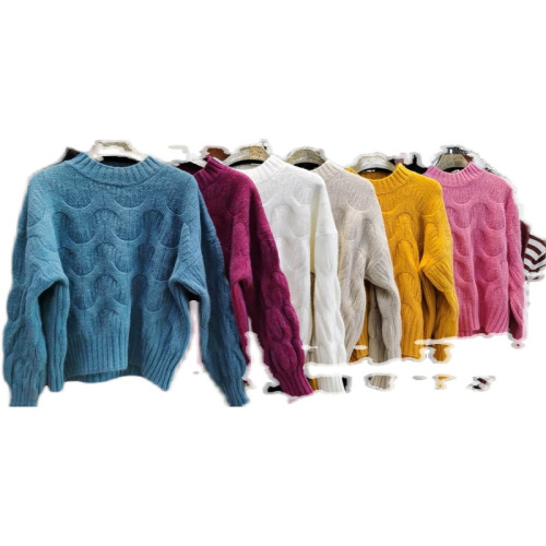 白色短款麻花毛衣女燈籠袖慵嬾風秋冬新款韓版寬鬆加厚套頭針織衫