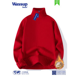 WASSUP DOZEN高領毛衣男女秋冬日系慵懶風情侶白色打底針織衫冬季