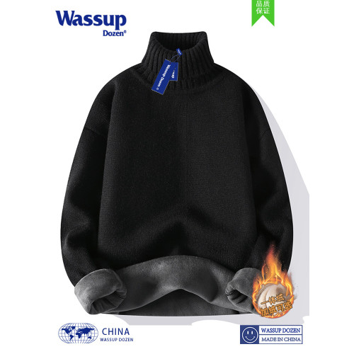 WASSUP DOZEN高領毛衣男女秋冬日系慵懶風情侶白色打底針織衫冬季 WASSUP DOZEN高領毛衣男女秋冬日系慵懶風情侶白色打底針織衫冬季