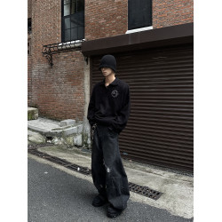 MASONSOUL 2025秋季翻領復古針織衫毛衣慵懶感男女寬松美式上衣潮