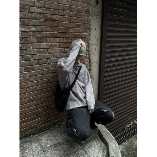 MASONSOUL 2025秋季翻領復古針織衫毛衣慵懶感男女寬松美式上衣潮 MASONSOUL 2025秋季翻領復古針織衫毛衣慵懶感男女寬松美式上衣潮