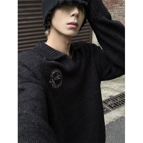 MASONSOUL 2025秋季翻領復古針織衫毛衣慵懶感男女寬松美式上衣潮 MASONSOUL 2025秋季翻領復古針織衫毛衣慵懶感男女寬松美式上衣潮