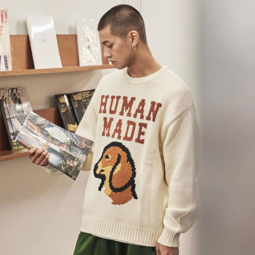 HumanMade臘腸狗針織衫寬松日系林俊傑JJ同款動物毛衣潮男女上衣 HumanMade臘腸狗針織衫寬松日系林俊傑JJ同款動物毛衣潮男女上衣