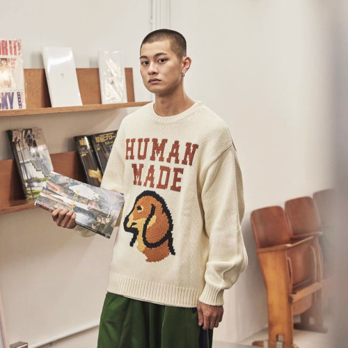 HumanMade臘腸狗針織衫寬松日系林俊傑JJ同款動物毛衣潮男女上衣 HumanMade臘腸狗針織衫寬松日系林俊傑JJ同款動物毛衣潮男女上衣