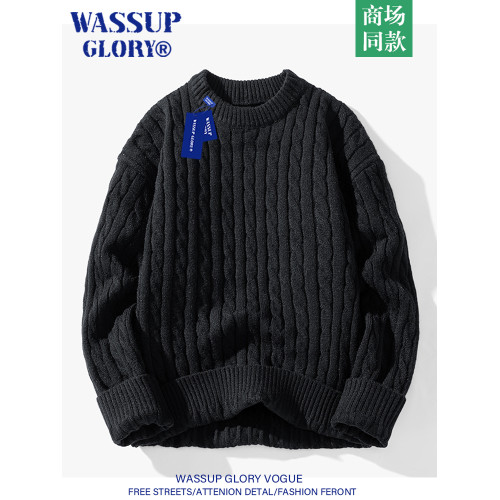 WASSUP GLORY粗麻花毛衣男加絨加厚秋冬打底衫保暖毛衫內搭針織衫 WASSUP GLORY粗麻花毛衣男加絨加厚秋冬打底衫保暖毛衫內搭針織衫