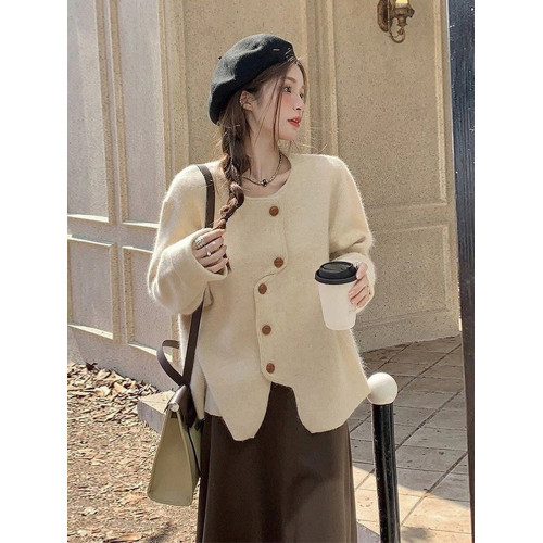 大碼女裝秋冬不規則浣熊絨軟糯毛衣胖mm寬鬆顯瘦慵嬾針織開衫外套 大碼女裝秋冬不規則浣熊絨軟糯毛衣胖mm寬鬆顯瘦慵嬾針織開衫外套