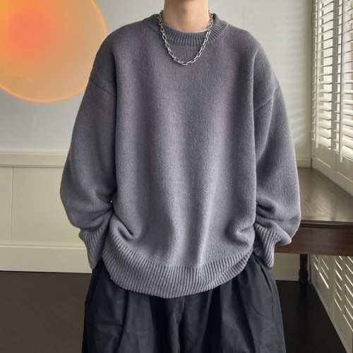 純色圓領毛衣男女簡約寬松秋冬新款加厚oversize潮流打底針織毛衫 純色圓領毛衣男女簡約寬松秋冬新款加厚oversize潮流打底針織毛衫