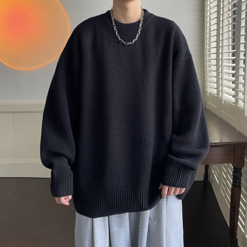純色圓領毛衣男女簡約寬松秋冬新款加厚oversize潮流打底針織毛衫 純色圓領毛衣男女簡約寬松秋冬新款加厚oversize潮流打底針織毛衫