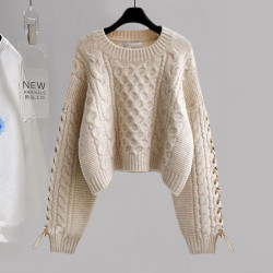 小個子慵嬾風毛衣女秋冬裝嬭系穿搭設計感慵嬾風軟糯針織衫上衣