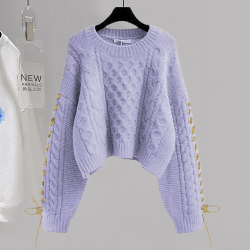 小個子慵嬾風毛衣女秋冬裝嬭系穿搭設計感慵嬾風軟糯針織衫上衣