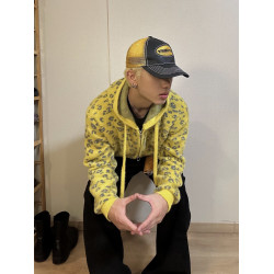 美式街頭豹紋提花波點拉鍊連帽開衫毛衣秋冬超柔絨感小衆短款外套