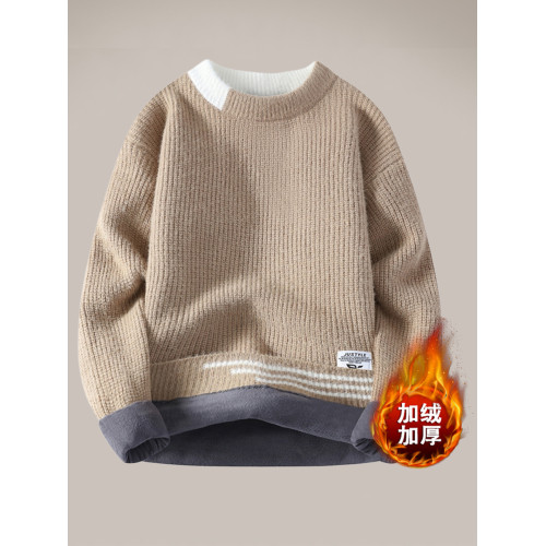 男士水貂絨毛衣秋冬季青少年學生針織打底衫加絨加厚款潮流上衣 男士水貂絨毛衣秋冬季青少年學生針織打底衫加絨加厚款潮流上衣