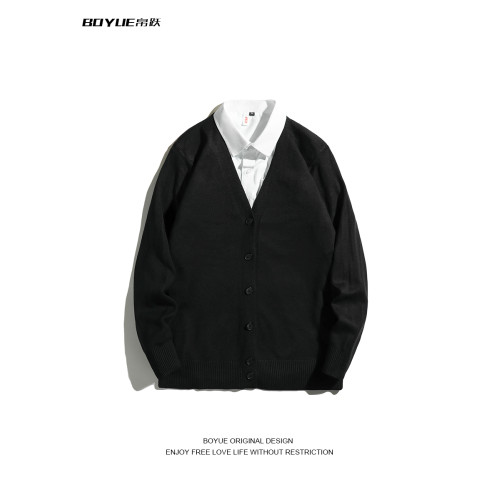BOYUE帛躍日系V領純色開衫毛衣輕熟風休閒慵懶溫柔男女針織單外套 BOYUE帛躍日系V領純色開衫毛衣輕熟風休閒慵懶溫柔男女針織單外套