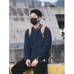 日系復古毛衣男潮流寬松大碼秋冬季純色加厚針織衫內搭胖子外套潮