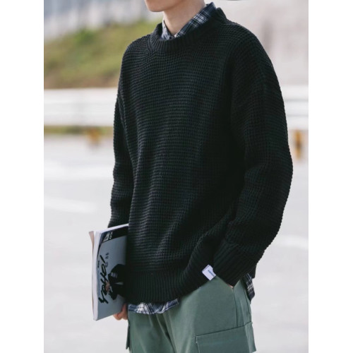 日系復古毛衣男潮流寬松大碼秋冬季純色加厚針織衫內搭胖子外套潮 日系復古毛衣男潮流寬松大碼秋冬季純色加厚針織衫內搭胖子外套潮