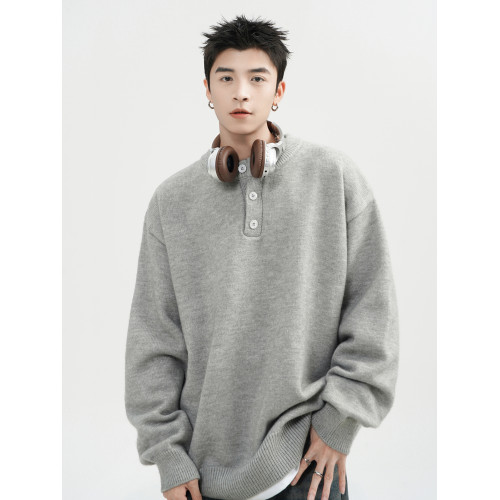 原創亨利領針織衫男冬季美式cleanfit毛衣外套情侶款復古百搭線衣 原創亨利領針織衫男冬季美式cleanfit毛衣外套情侶款復古百搭線衣