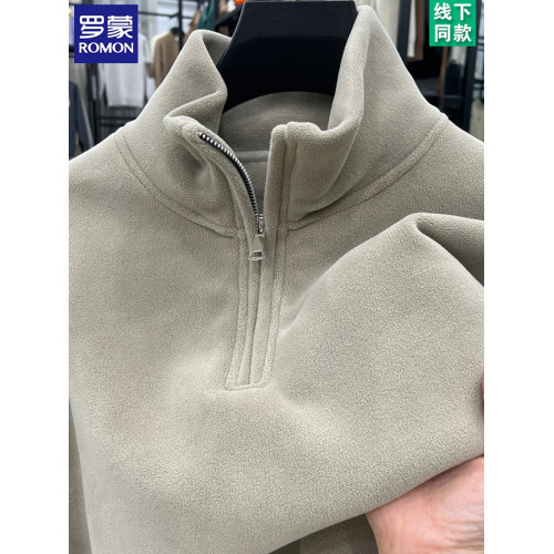 羅矇冬季男士立領半拉鍊奧粒絨純色休閒衛衣加絨百搭保暖加厚上衣 羅矇冬季男士立領半拉鍊奧粒絨純色休閒衛衣加絨百搭保暖加厚上衣