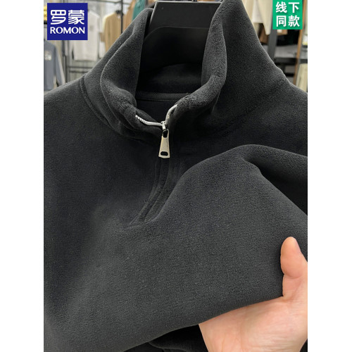 羅矇冬季男士立領半拉鍊奧粒絨純色休閒衛衣加絨百搭保暖加厚上衣 羅矇冬季男士立領半拉鍊奧粒絨純色休閒衛衣加絨百搭保暖加厚上衣