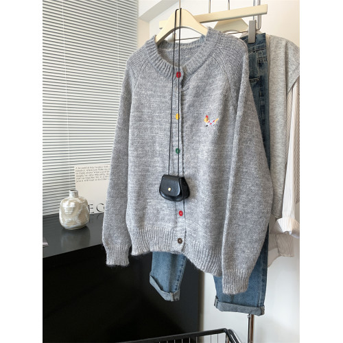 胖妹妹彩色紐釦軟糯針織開衫毛衣外套女春秋季2025年新款大碼上衣 胖妹妹彩色紐釦軟糯針織開衫毛衣外套女春秋季2025年新款大碼上衣