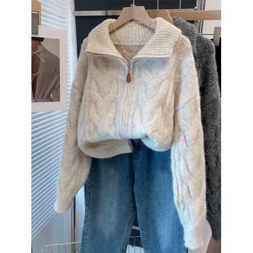 高領拉鍊毛衣女外套2025秋冬新款寬松外穿針織開衫內搭厚打底衫 高領拉鍊毛衣女外套2025秋冬新款寬松外穿針織開衫內搭厚打底衫