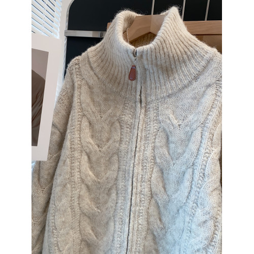 高領拉鍊毛衣女外套2025秋冬新款寬松外穿針織開衫內搭厚打底衫 高領拉鍊毛衣女外套2025秋冬新款寬松外穿針織開衫內搭厚打底衫