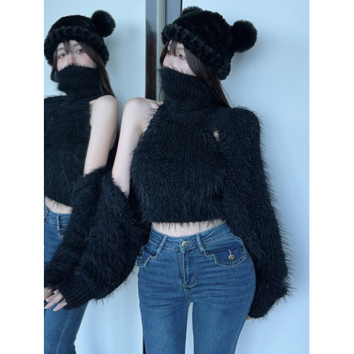 毛絨白色毛衣外套女秋季小個上衣寬松針織開衫百搭保暖短款披肩上