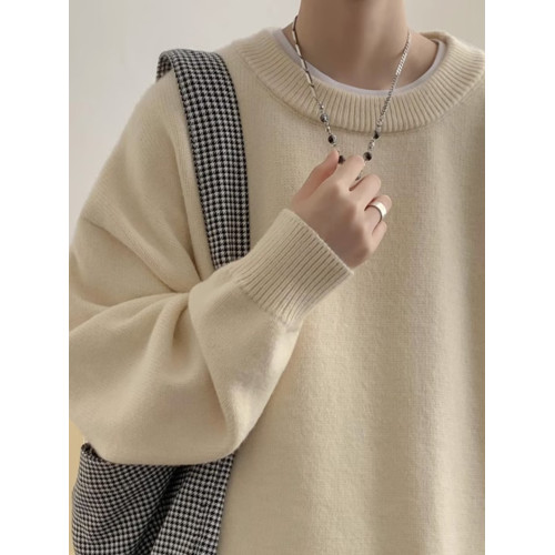 日系針織衫上衣男士秋冬季美式高街慵懶風高級感情侶加厚毛衣外套