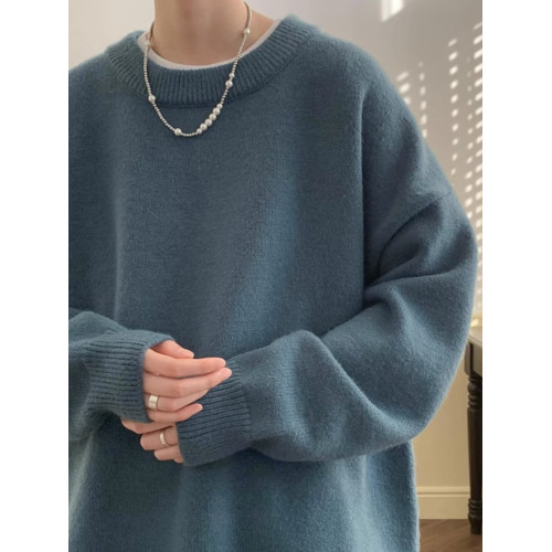 日系針織衫上衣男士秋冬季美式高街慵懶風高級感情侶加厚毛衣外套