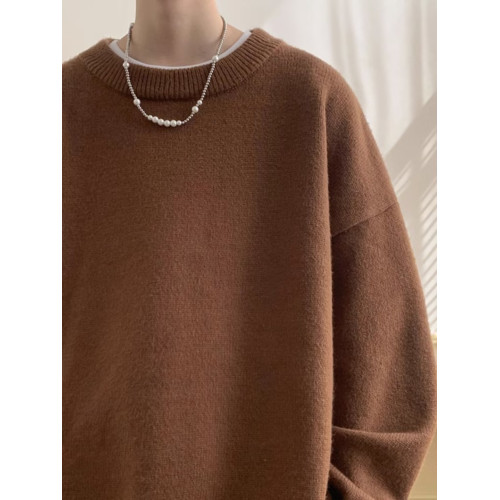 日系針織衫上衣男士秋冬季美式高街慵懶風高級感情侶加厚毛衣外套