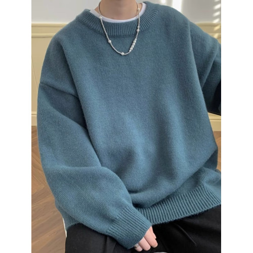 日系針織衫上衣男士秋冬季美式高街慵懶風高級感情侶加厚毛衣外套