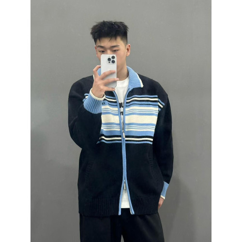 黃俊捷同款FORNINES條紋開衫毛衣男秋冬季情侶短款外套針織衫