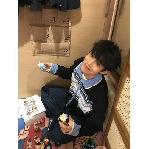 黃俊捷同款FORNINES條紋開衫毛衣男秋冬季情侶短款外套針織衫