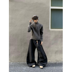 美拉德復古冬季厚款正肩短款高領拉鍊開衫毛衣男女冬季保暖外套