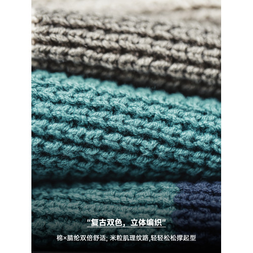 馬登工裝美式休閒撞色條紋連帽針織衫學院風毛衣寬松套頭衛衣男秋 馬登工裝美式休閒撞色條紋連帽針織衫學院風毛衣寬松套頭衛衣男秋