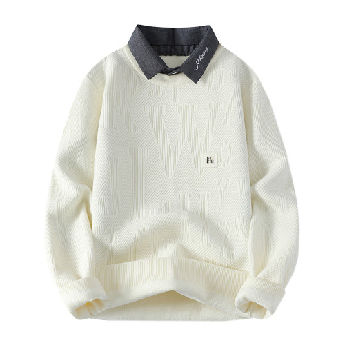 高級感毛衣男秋冬季2025新款襯衫領針織打底衫男加絨加厚保暖衣服