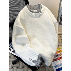 假兩件毛衣男秋冬款港風百搭慵懶圓領針織衫潮流ins帥氣休閒上衣